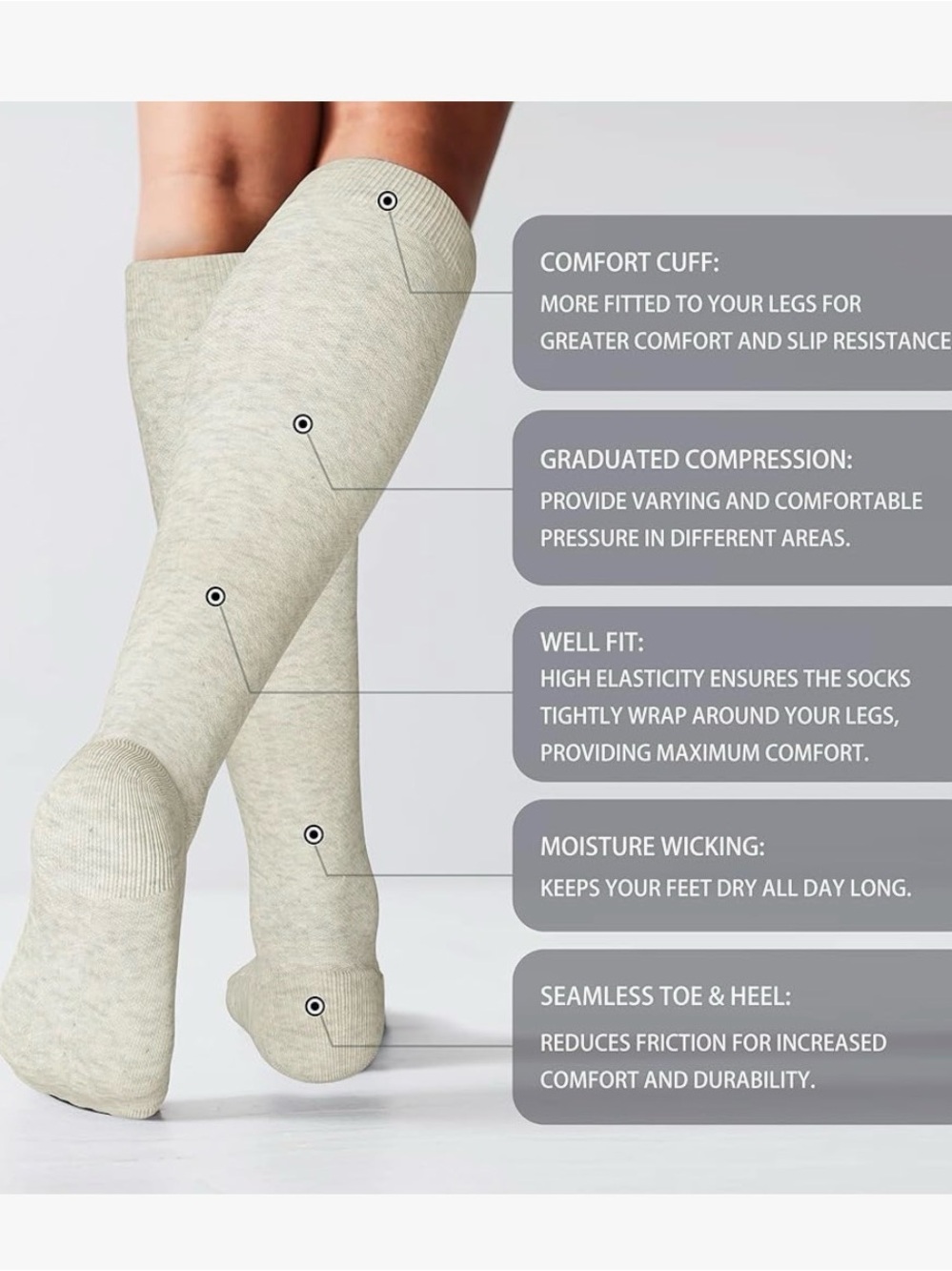 Levsox Compression Socks - Neutral 2-Pack - Picture 2 of 10